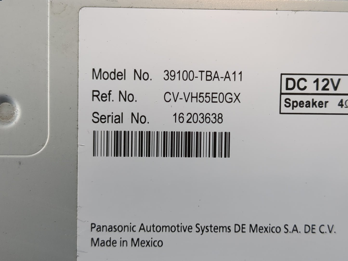 2016-2017 Honda Civic Radio AM FM Cd Player Receiver Replacement P/N:39100-TBA-A11 Fits Fits 2016 2017 OEM Used Auto Parts -