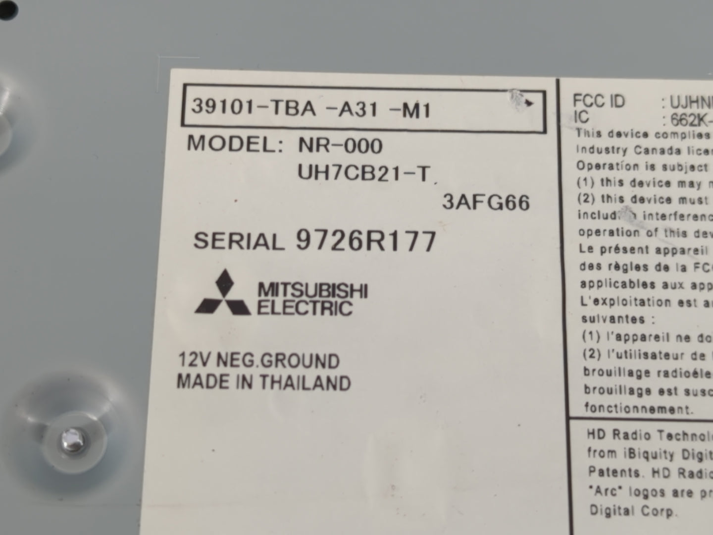 2017 Honda Civic Radio AM FM Cd Player Receiver Replacement P/N:39101-TBA-A32-M1 Fits OEM Used Auto Parts - Oemusedautoparts