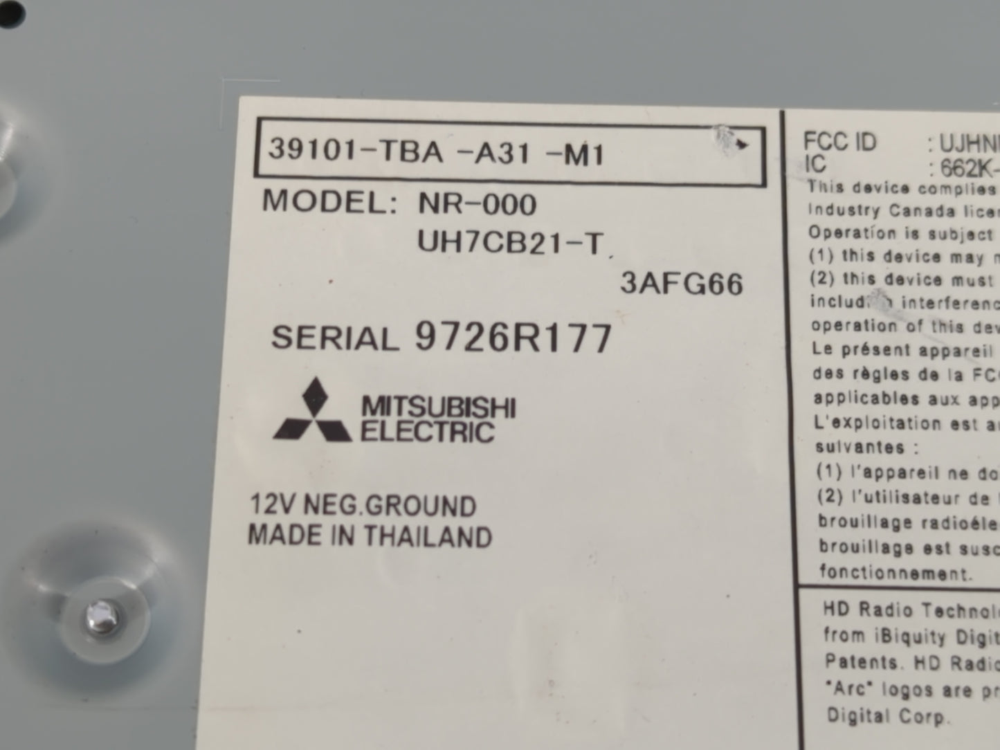 2017 Honda Civic Radio AM FM Cd Player Receiver Replacement P/N:39101-TBA-A32-M1 Fits OEM Used Auto Parts - Oemusedautoparts