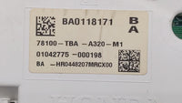 2016-2018 Honda Civic Instrument Cluster Speedometer Gauges P/N:78100-TBA-A310-M1 78100-TBA-A320-M1 Fits Fits 2016 2017 2018