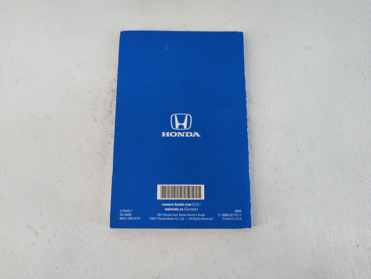 2017 Honda Civic Owners Manual Book Guide P/N:00X31-TBA-G110 0G-05950, 31TBAG11 OEM Used Auto Parts - Oemusedautoparts1.com