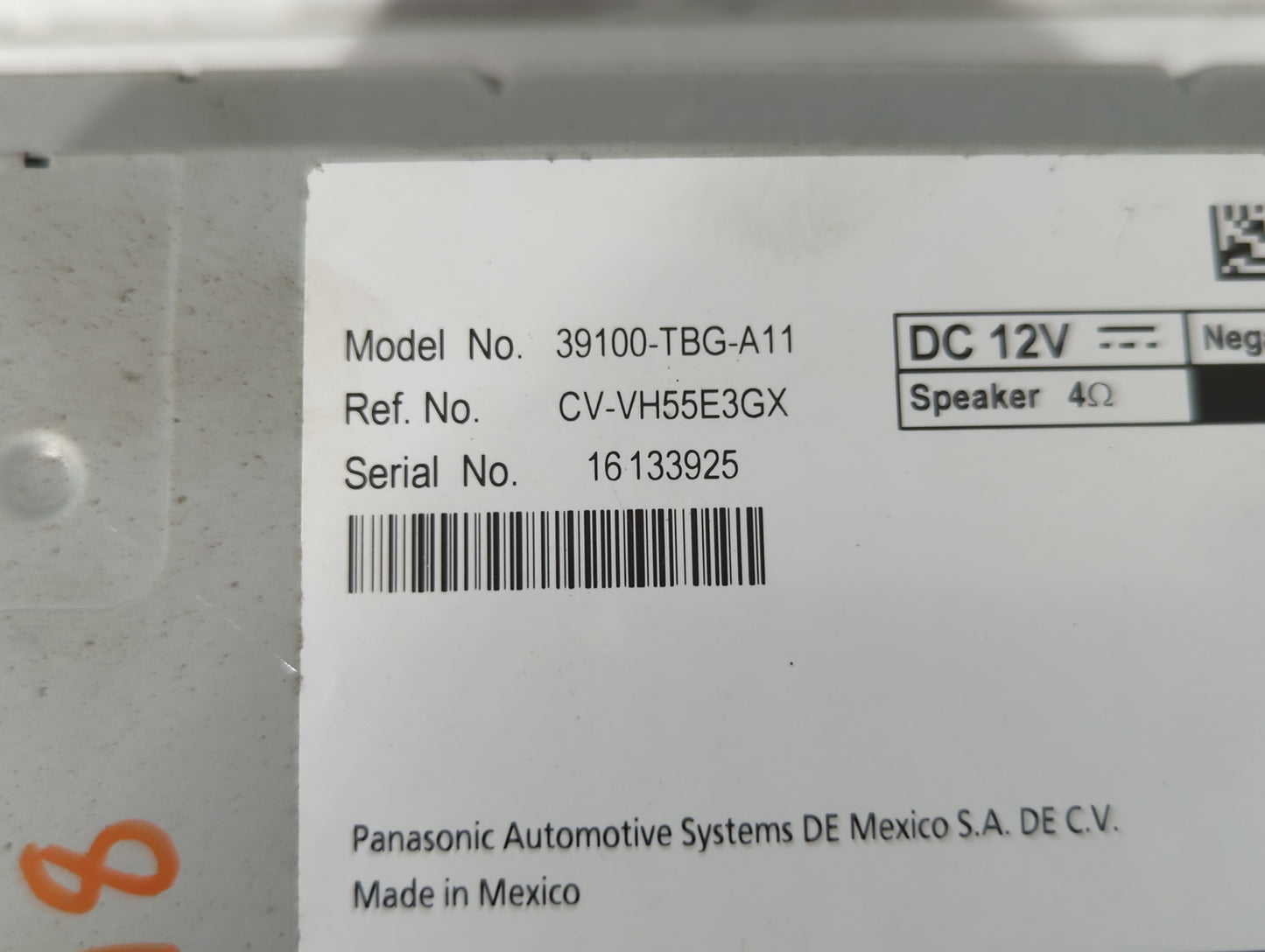 2016-2017 Honda Civic Am Fm Cd Player Radio Receiver - Oemusedautoparts1.com