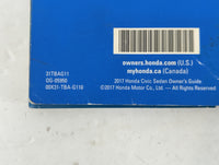 2017 Honda Civic Owners Manual Book Guide P/N:31TBAG11 00X31-TBA-G110 OEM Used Auto Parts - Oemusedautoparts1.com