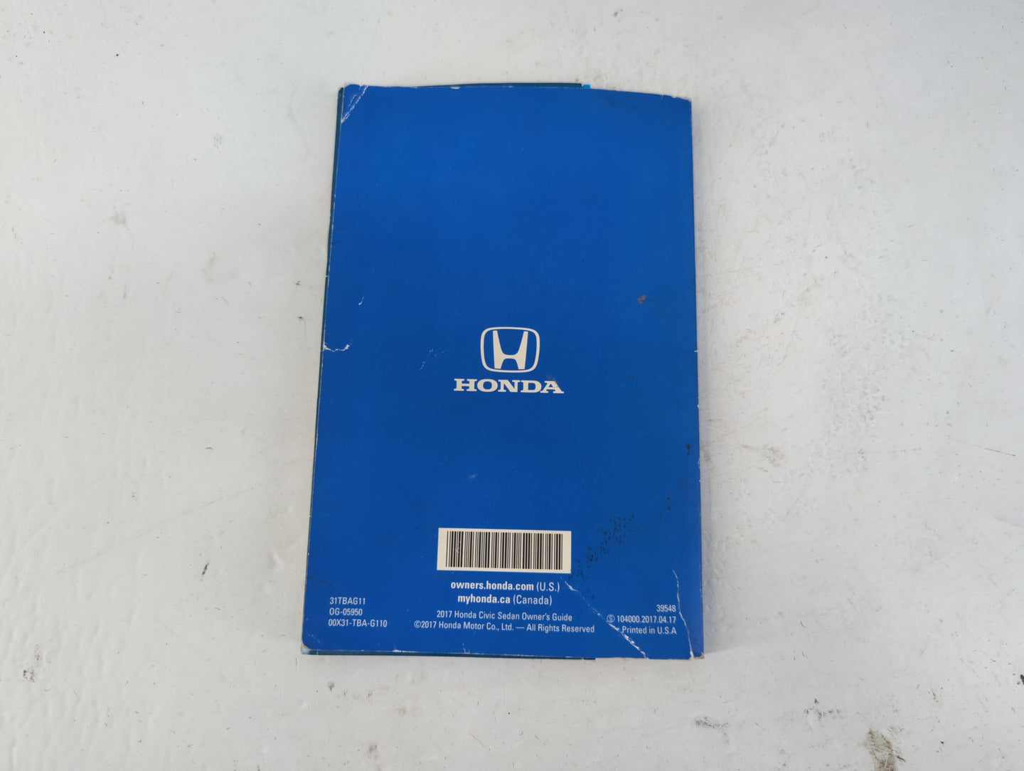 2017 Honda Civic Owners Manual Book Guide P/N:31TBAG11 00X31-TBA-G110 OEM Used Auto Parts - Oemusedautoparts1.com