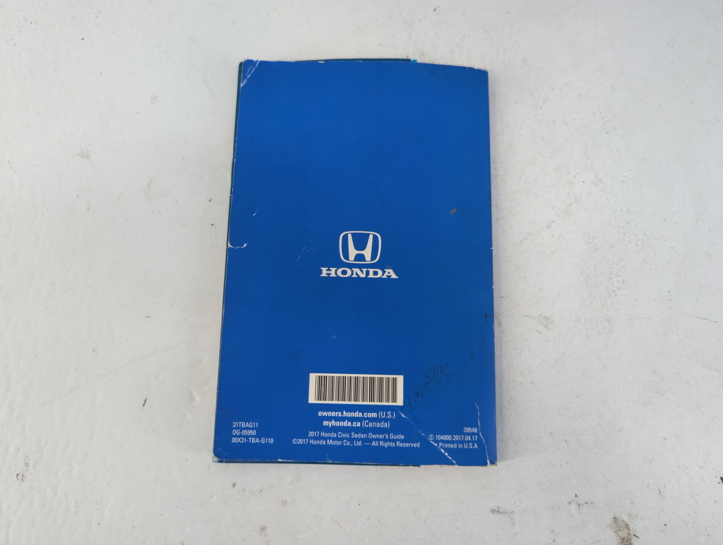 2017 Honda Civic Owners Manual Book Guide P/N:31TBAG11 00X31-TBA-G110 OEM Used Auto Parts - Oemusedautoparts1.com