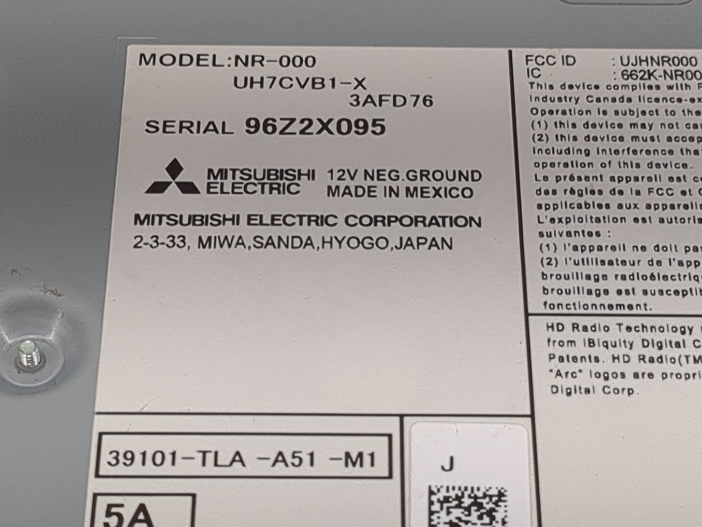 2017 Honda Cr-V Radio AM FM Cd Player Receiver Replacement P/N:39101-TLA-A51-M1 NR-000, UH7CVB1-X, UJHNR000, 662K-NR00 Fits 