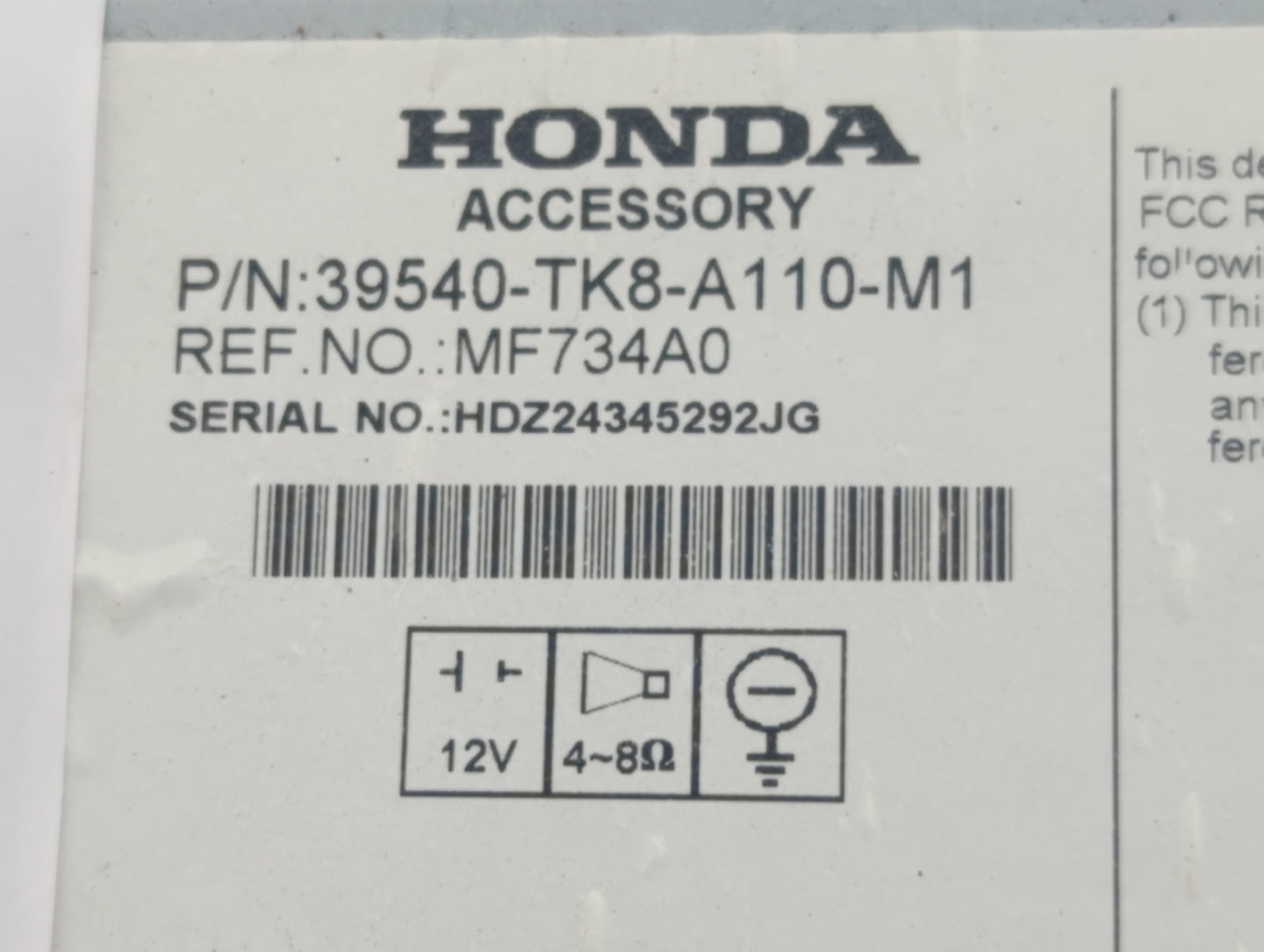 2014-2017 Honda Odyssey Radio AM FM Cd Player Receiver Replacement P/N:39540-TK8-A110-M1 Fits Fits 2014 2015 2016 2017 OEM U