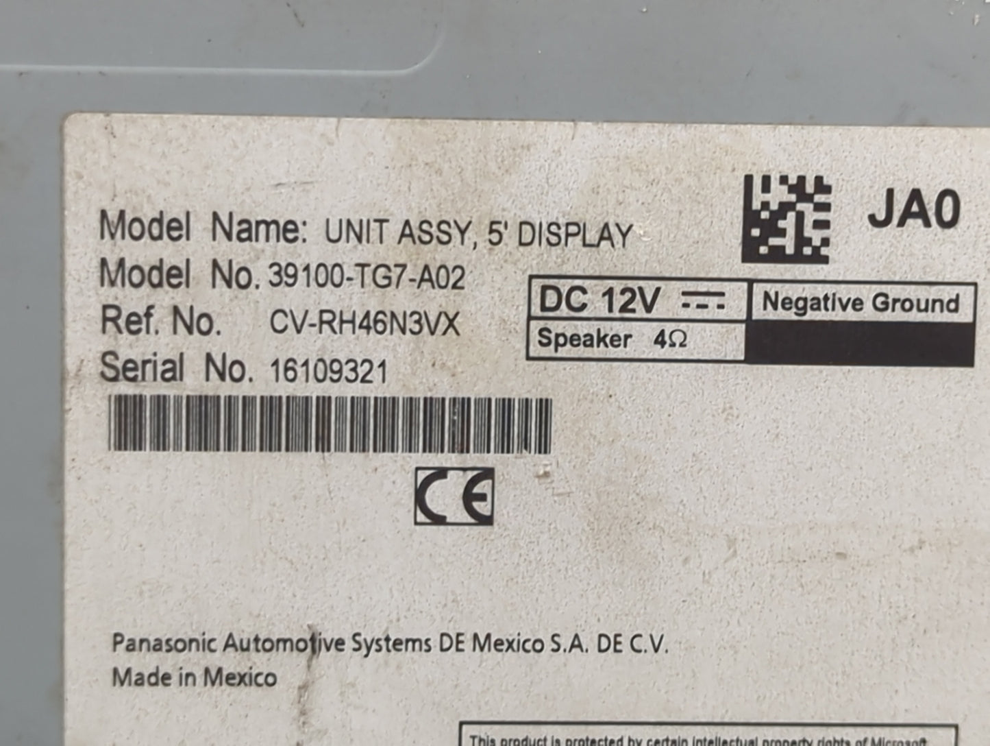 2017 Honda Pilot Information Display Screen - Oemusedautoparts1.com
