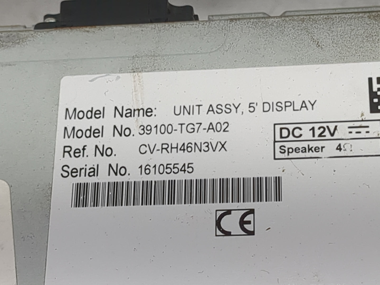2016-2019 Honda Pilot Radio AM FM Cd Player Receiver Replacement P/N:39100-TG7-A02 CV-RH46N3VX Fits Fits 2016 2017 2018 2019