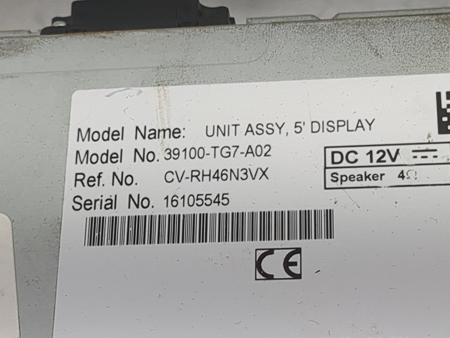 2016-2019 Honda Pilot Radio AM FM Cd Player Receiver Replacement P/N:39100-TG7-A02 CV-RH46N3VX Fits Fits 2016 2017 2018 2019
