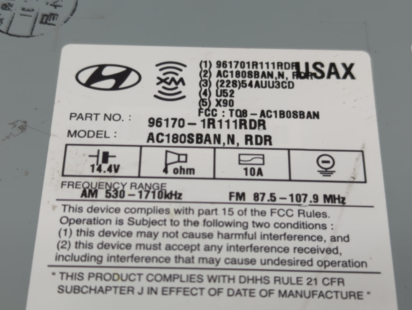 2015-2017 Hyundai Accent Radio AM FM Cd Player Receiver Replacement P/N:96170-1R111RDR Fits Fits 2015 2016 2017 OEM Used Aut