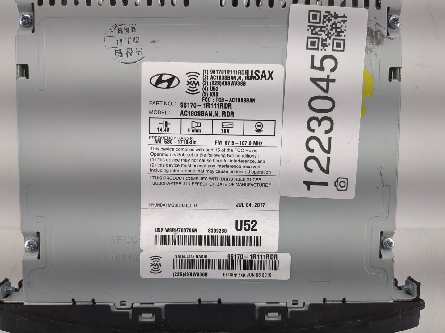 2015-2017 Hyundai Accent Radio AM FM Cd Player Receiver Replacement P/N:96170-1R111RDR Fits Fits 2015 2016 2017 OEM Used Aut