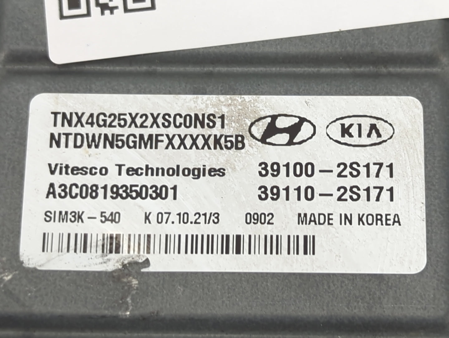 2015-2017 Hyundai Accent PCM Engine Control Computer ECU ECM PCU OEM P/N:39100-2S171 39110-2S171 Fits Fits 2015 2016 2017 OE