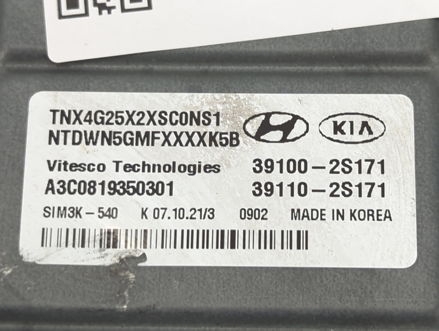 2015-2017 Hyundai Accent PCM Engine Control Computer ECU ECM PCU OEM P/N:39100-2S171 39110-2S171 Fits Fits 2015 2016 2017 OE