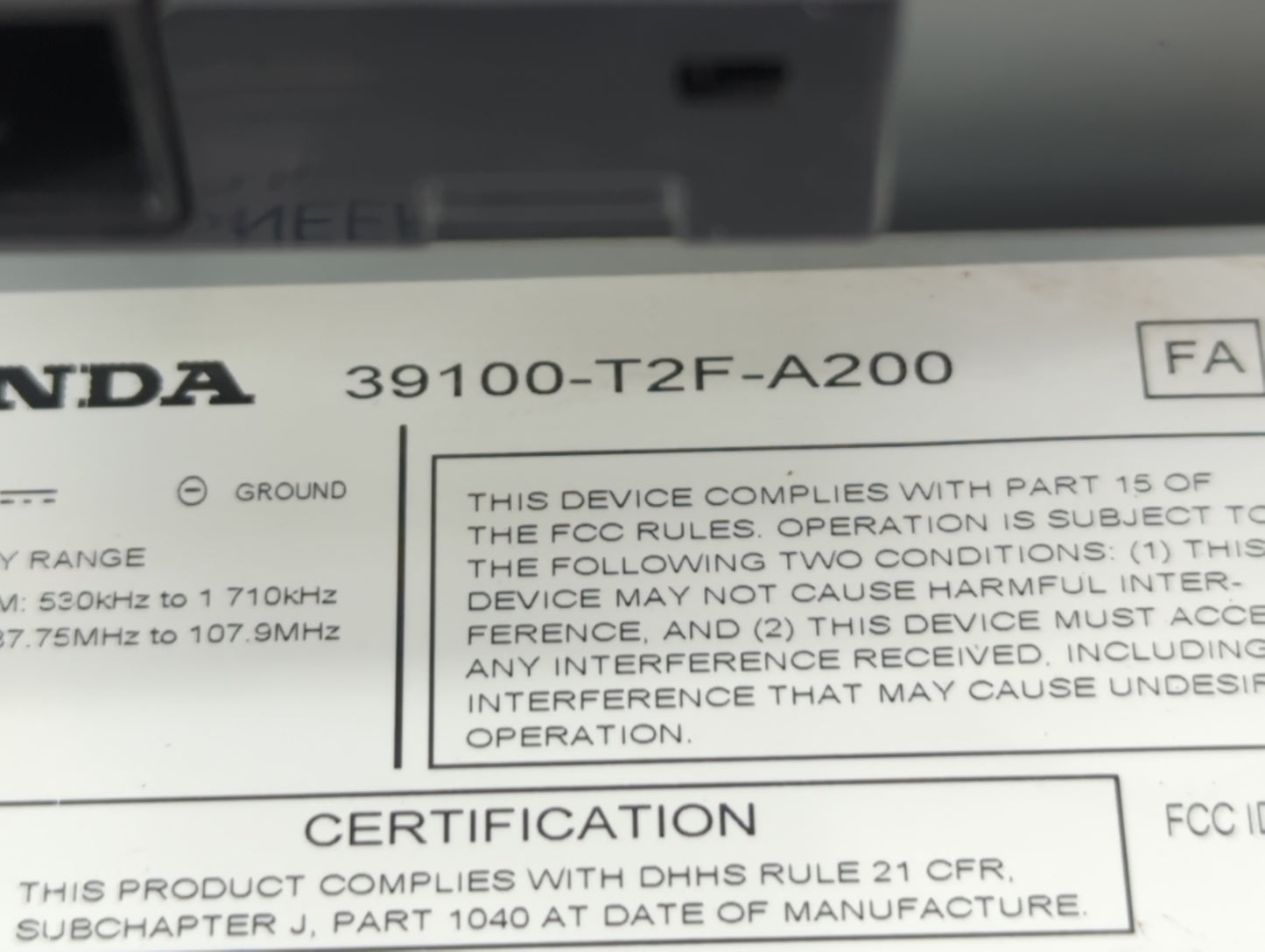 2017 Hyundai Accent Radio AM FM Cd Player Receiver Replacement P/N:39100-T2F-A200 Fits OEM Used Auto Parts - Oemusedautopart