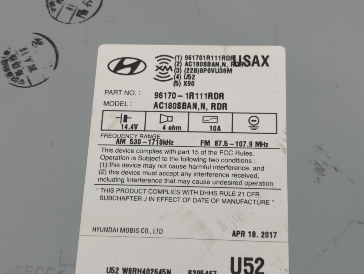 2015-2017 Hyundai Accent Am Fm Cd Player Radio Receiver 761192 - Oemusedautoparts1.com