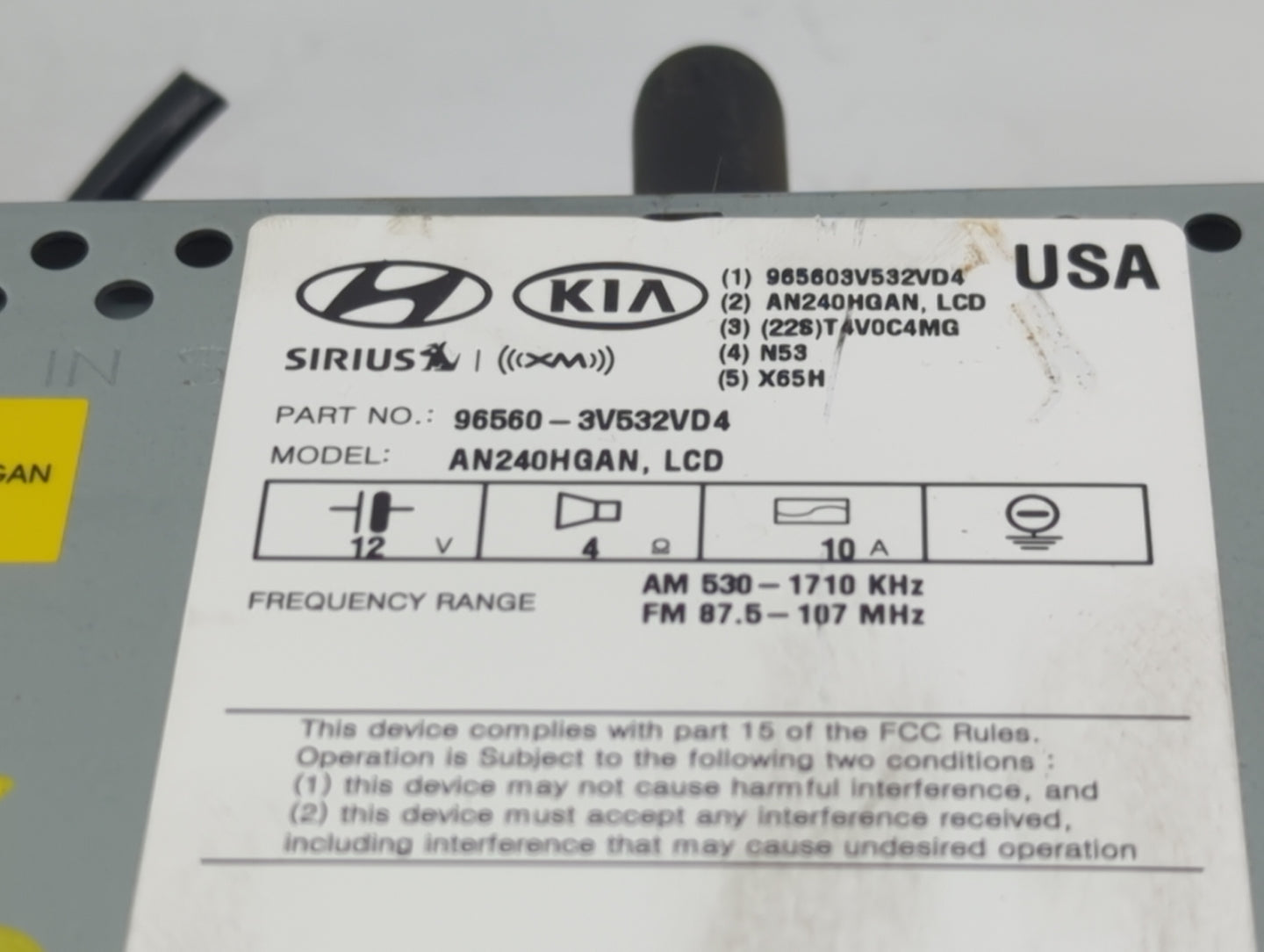 2015-2017 Hyundai Azera Radio AM FM Cd Player Receiver Replacement P/N:96560-3V532VD4 Fits Fits 2015 2016 2017 OEM Used Auto
