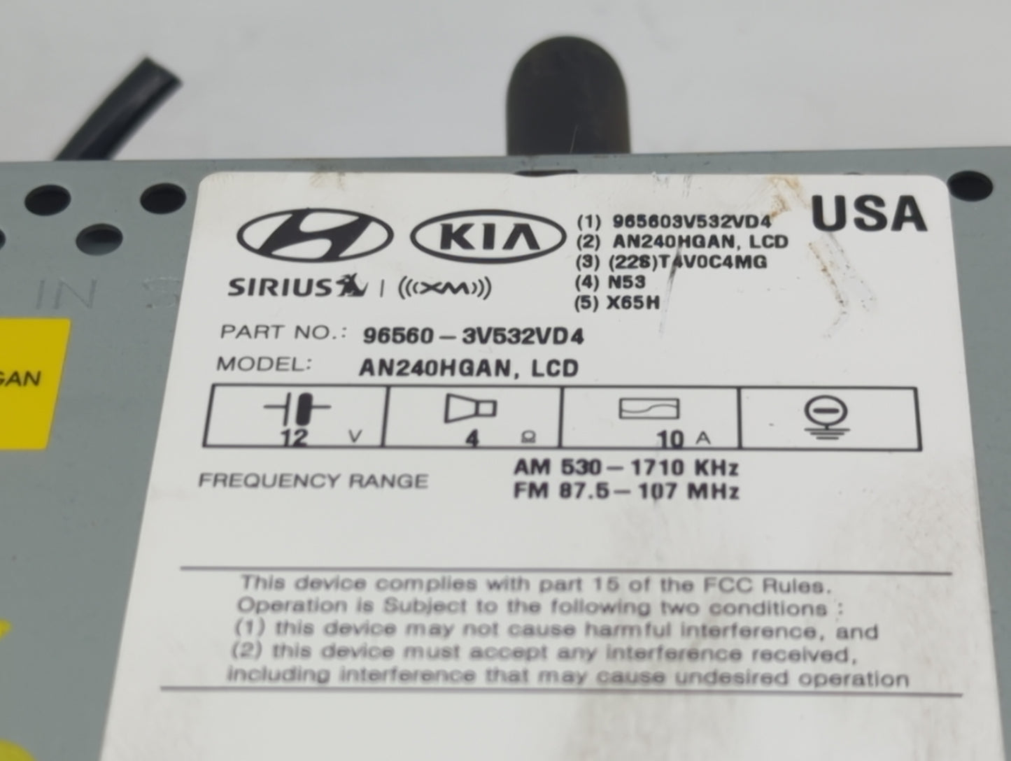 2015-2017 Hyundai Azera Radio AM FM Cd Player Receiver Replacement P/N:96560-3V532VD4 Fits Fits 2015 2016 2017 OEM Used Auto