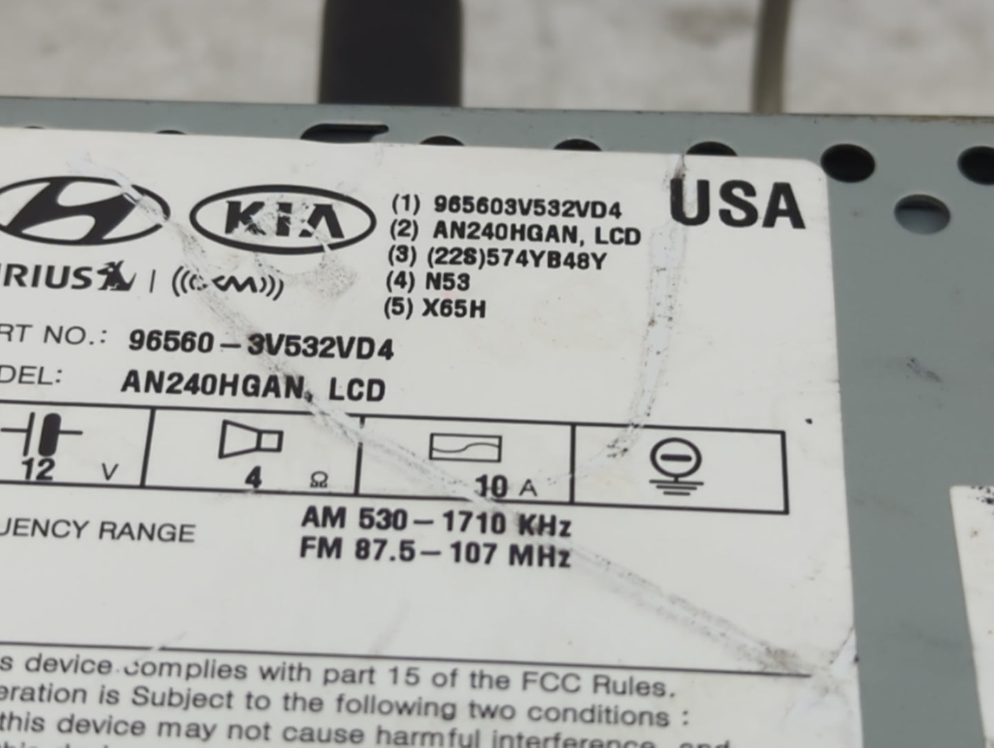 2015-2017 Hyundai Azera Radio AM FM Cd Player Receiver Replacement P/N:96560-3V532VD4 AN240HGAN Fits Fits 2015 2016 2017 OEM