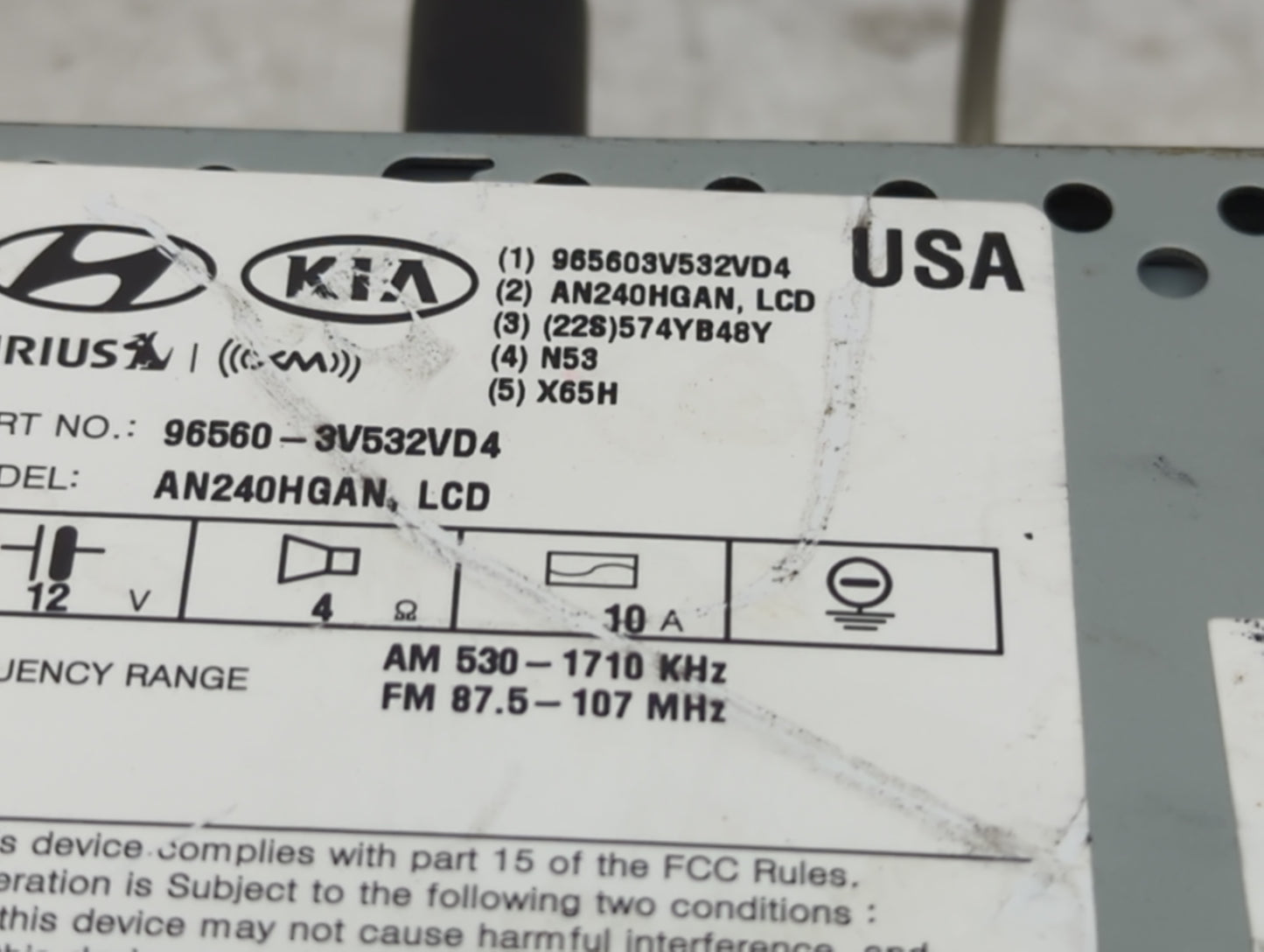 2015-2017 Hyundai Azera Radio AM FM Cd Player Receiver Replacement P/N:96560-3V532VD4 AN240HGAN Fits Fits 2015 2016 2017 OEM