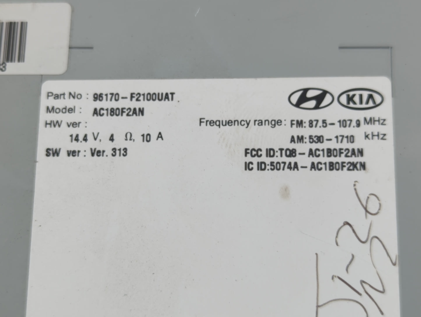 2017-2018 Hyundai Elantra Radio AM FM Cd Player Receiver Replacement P/N:96170-F2100UAT Fits Fits 2017 2018 OEM Used Auto Pa