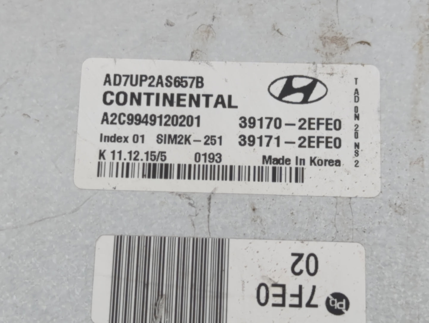 2017-2019 Hyundai Elantra PCM Engine Control Computer ECU ECM PCU OEM P/N:39171-2EFE0 39170-2EFE0 Fits Fits 2017 2018 2019 O