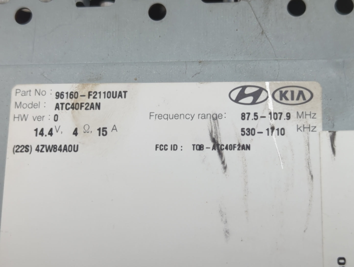 2017-2018 Hyundai Elantra Radio AM FM Cd Player Receiver Replacement P/N:96160-F2110UAT Fits Fits 2017 2018 OEM Used Auto Pa
