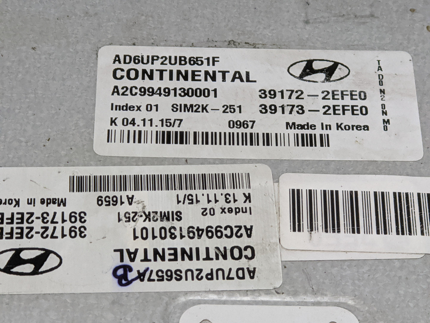 2017-2019 Hyundai Elantra PCM Engine Control Computer ECU ECM PCU OEM P/N:A2C9949130001 39173-2EFE0 Fits Fits 2017 2018 2019