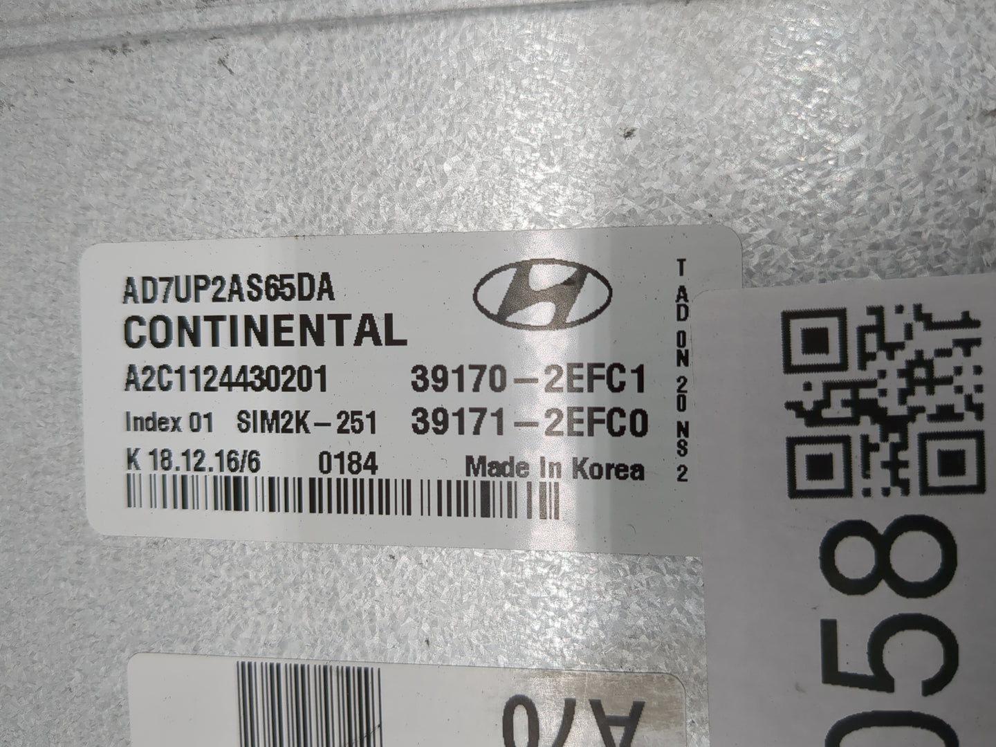 2017-2018 Hyundai Elantra PCM Engine Control Computer ECU ECM PCU OEM P/N:AD7UP2AS65DA A2C1124430201 Fits Fits 2017 2018 OEM