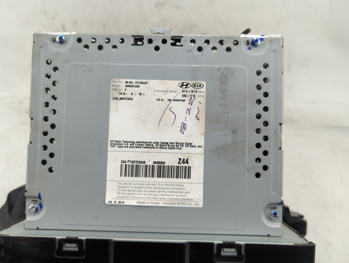 2017-2018 Hyundai Elantra Radio AM FM Cd Player Receiver Replacement P/N:96160-F2100UAT Fits Fits 2017 2018 OEM Used Auto Pa