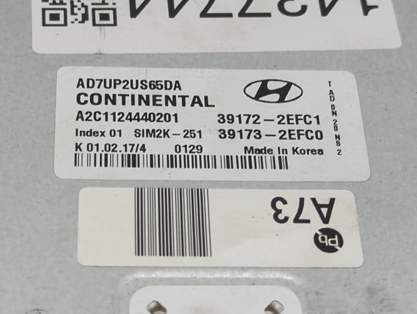 2017-2018 Hyundai Elantra PCM Engine Control Computer ECU ECM PCU OEM P/N:AD7UP2US65DA A2C1124440201 Fits Fits 2017 2018 OEM