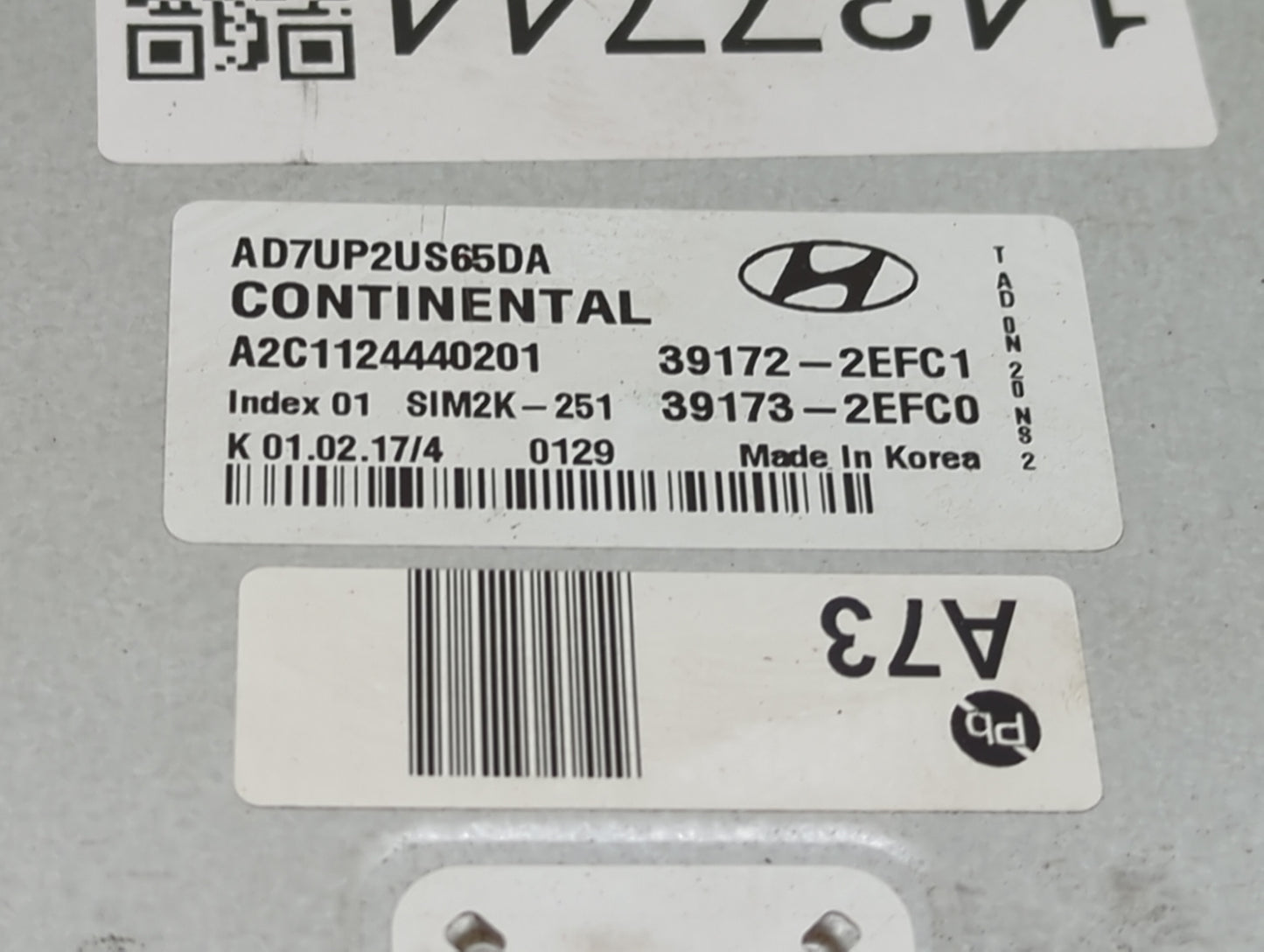 2017-2018 Hyundai Elantra PCM Engine Control Computer ECU ECM PCU OEM P/N:AD7UP2US65DA A2C1124440201 Fits Fits 2017 2018 OEM
