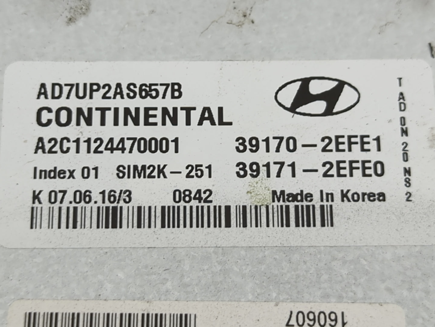 2017-2018 Hyundai Elantra PCM Engine Control Computer ECU ECM PCU OEM P/N:39170-2EFE1 AD7UP2AS657B Fits Fits 2017 2018 OEM U