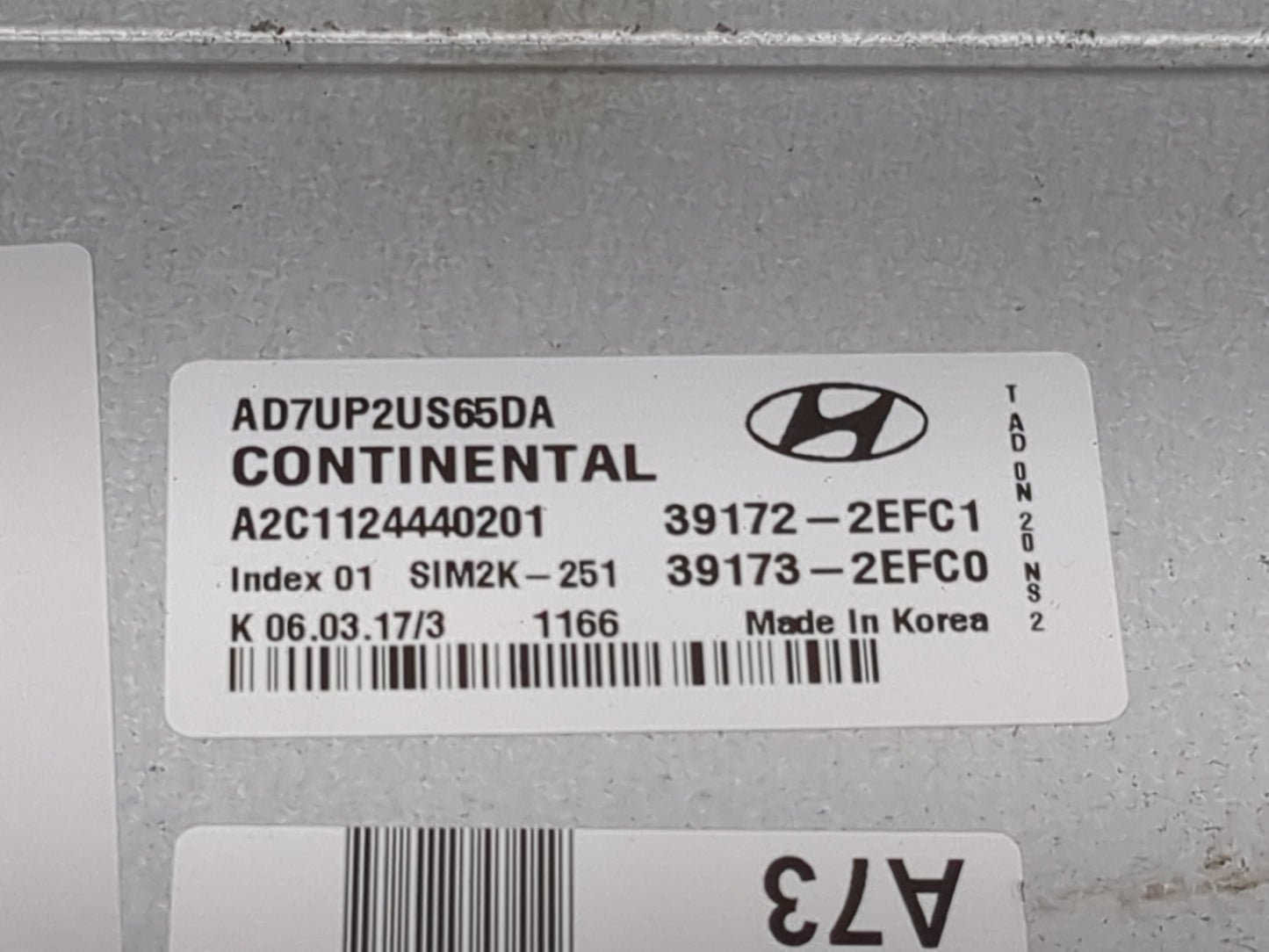 2017 Hyundai Elantra PCM Engine Control Computer ECU ECM PCU OEM P/N:39173-2EFC0 39172-2EFC1 Fits OEM Used Auto Parts - Oemu