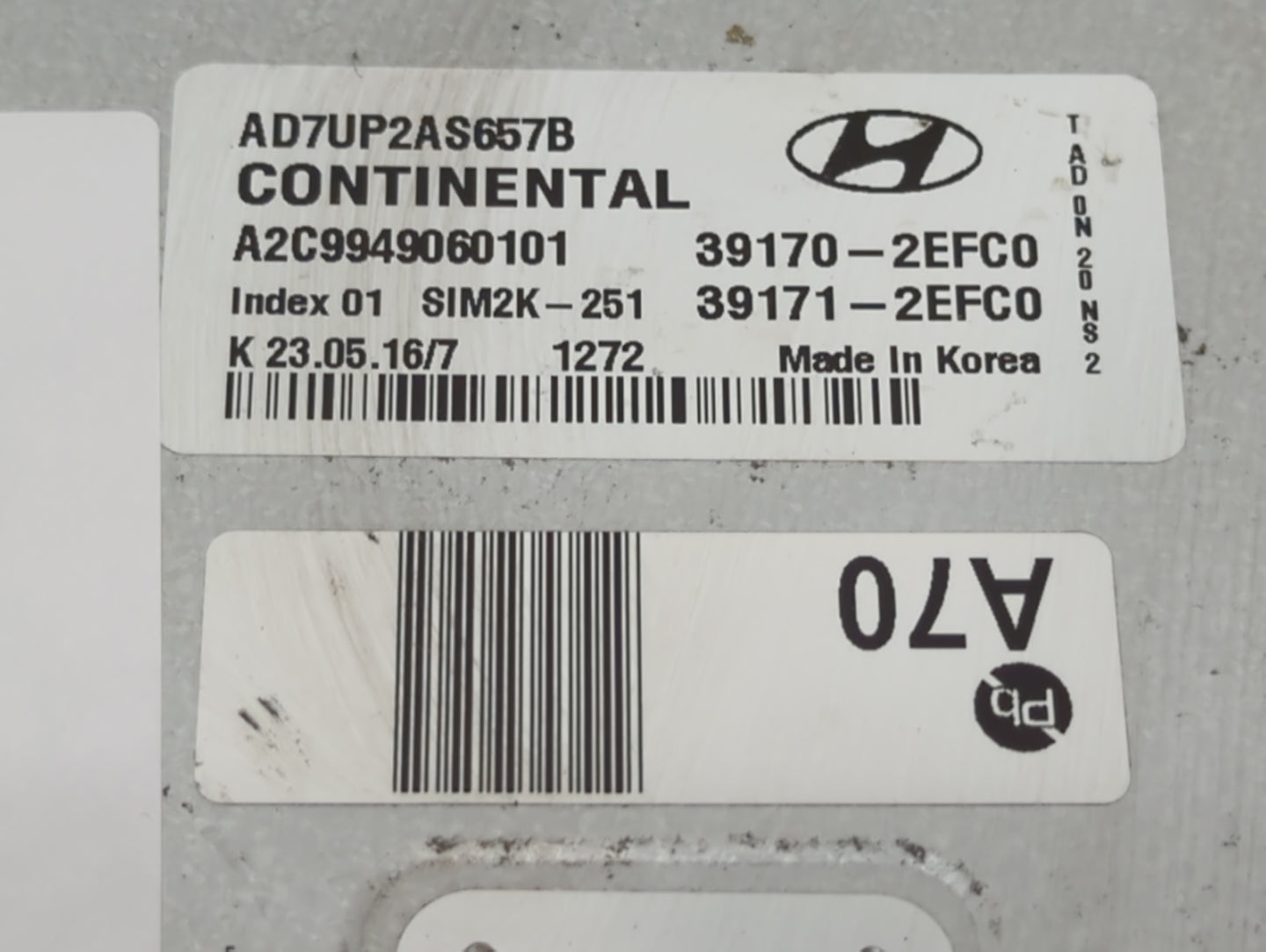 2017-2018 Hyundai Elantra PCM Engine Control Computer ECU ECM PCU OEM P/N:AD7UP2AS657B A2C9949060101 Fits Fits 2017 2018 OEM