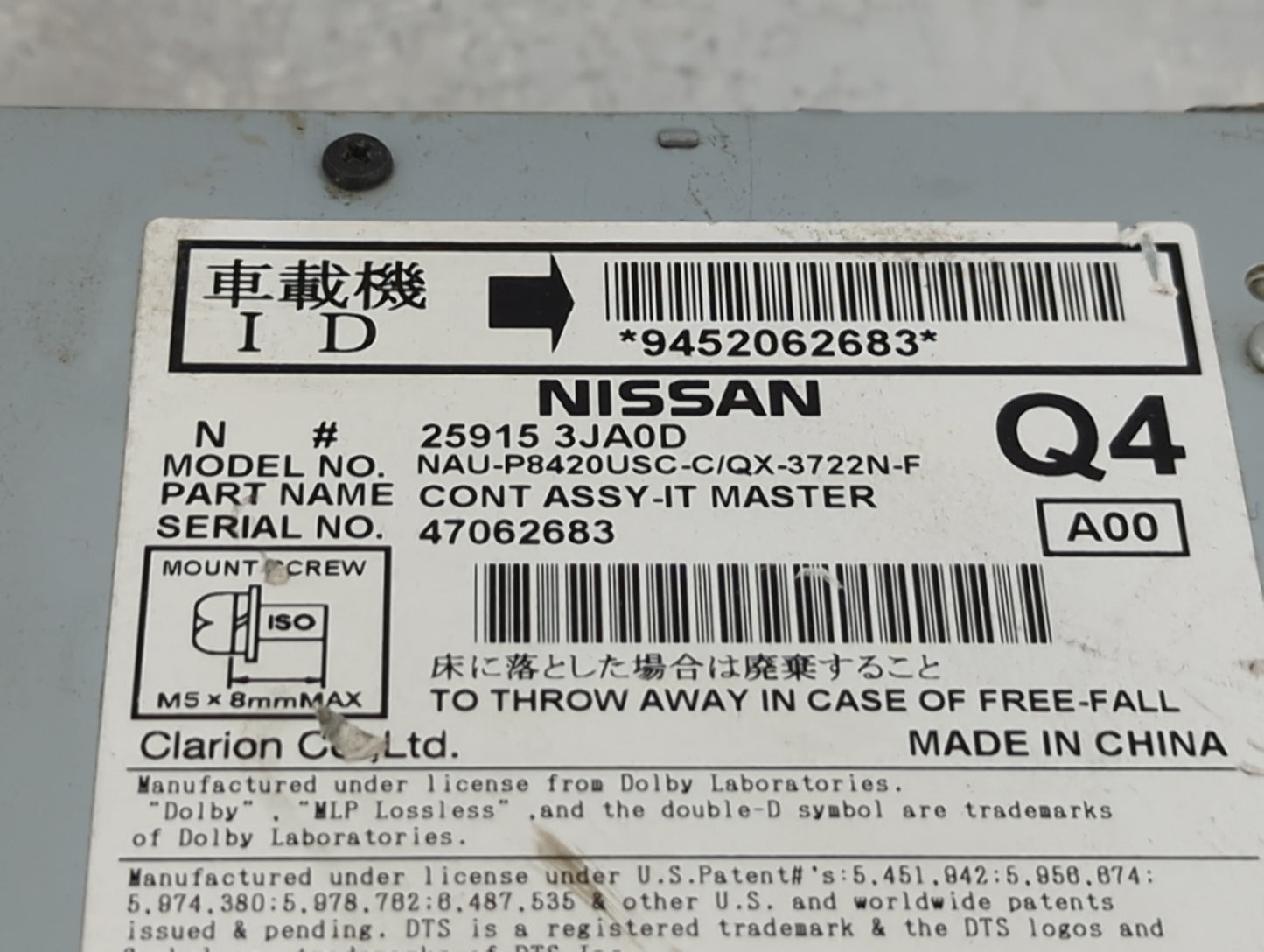 2017-2018 Hyundai Elantra Radio AM FM Cd Player Receiver Replacement P/N:96160-F2100UAT AVB40F2AN Fits Fits 2017 2018 OEM Us