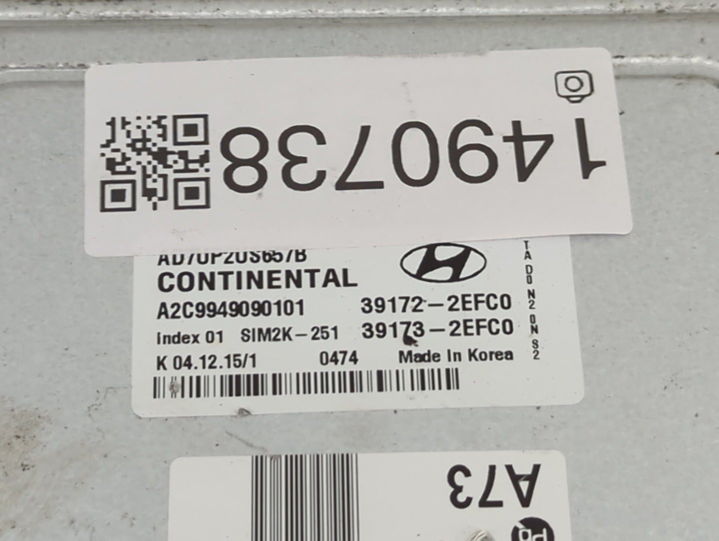 2017-2018 Hyundai Elantra PCM Engine Control Computer ECU ECM PCU OEM P/N:39172-2EFC0 39173-2EFC0 Fits Fits 2017 2018 OEM Us