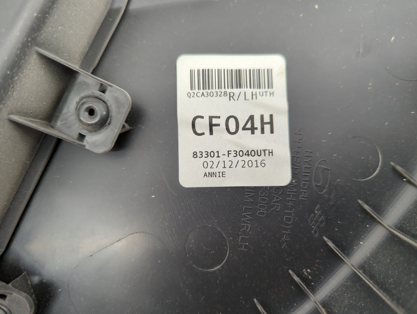 2017 Hyundai Elantra Rear Left Driver Interior Door Panel Trim Grey - Oemusedautoparts1.com