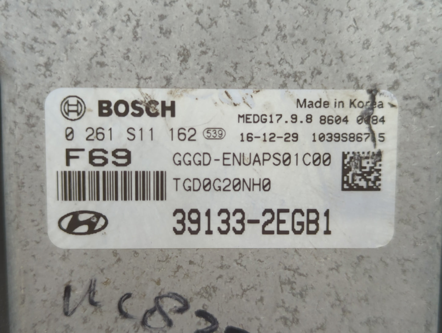2016-2017 Hyundai Elantra PCM Engine Control Computer ECU ECM PCU OEM P/N:39133-2EGB1 Fits Fits 2016 2017 OEM Used Auto Part