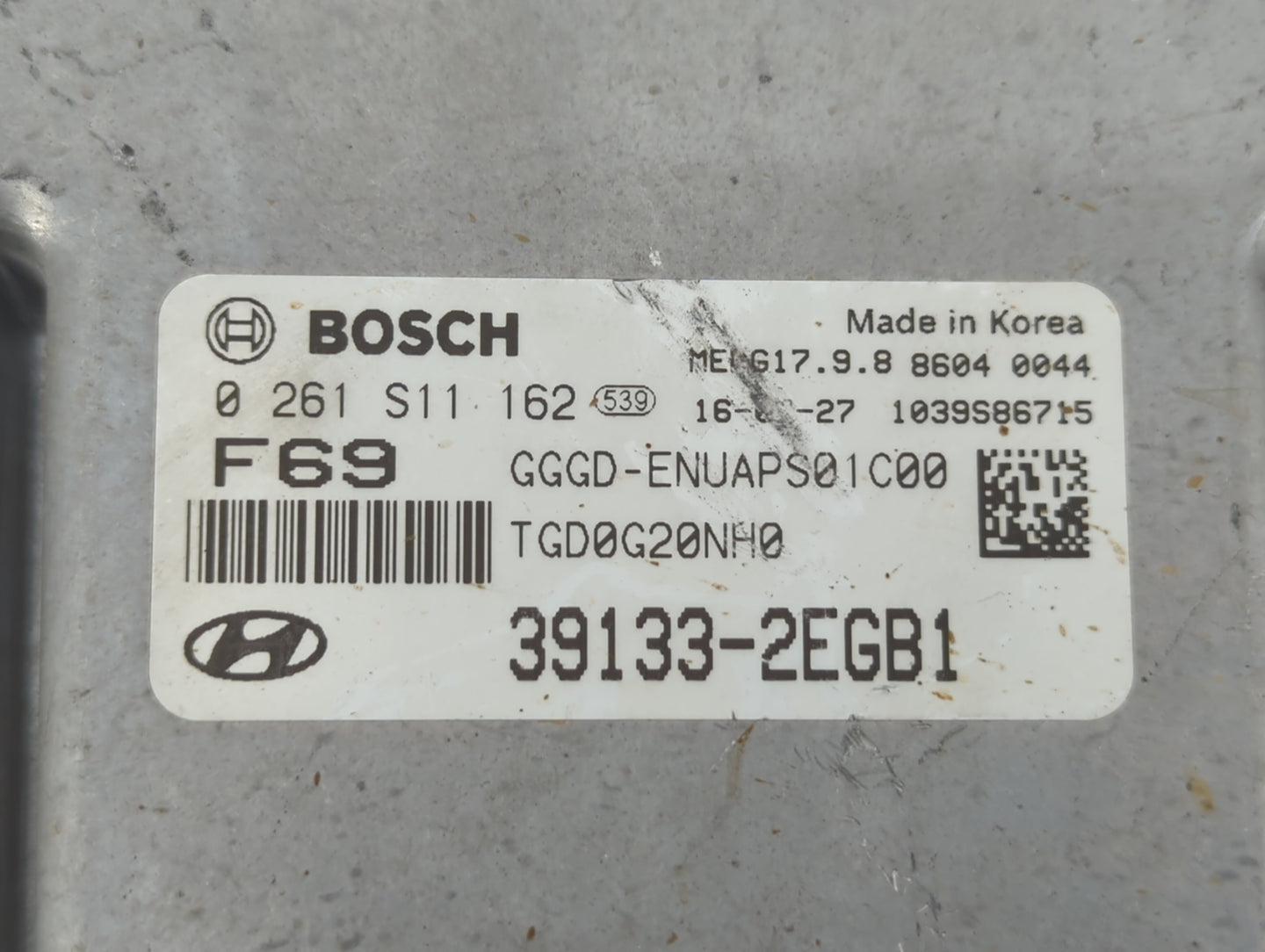 2016-2017 Hyundai Elantra PCM Engine Control Computer ECU ECM PCU OEM P/N:39133-2EGB1 0261S11162 Fits Fits 2016 2017 OEM Use