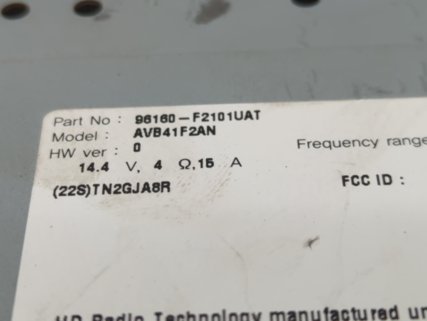 2017-2018 Hyundai Elantra Radio AM FM Cd Player Receiver Replacement P/N:96160-F2110UAT Fits Fits 2017 2018 OEM Used Auto Pa