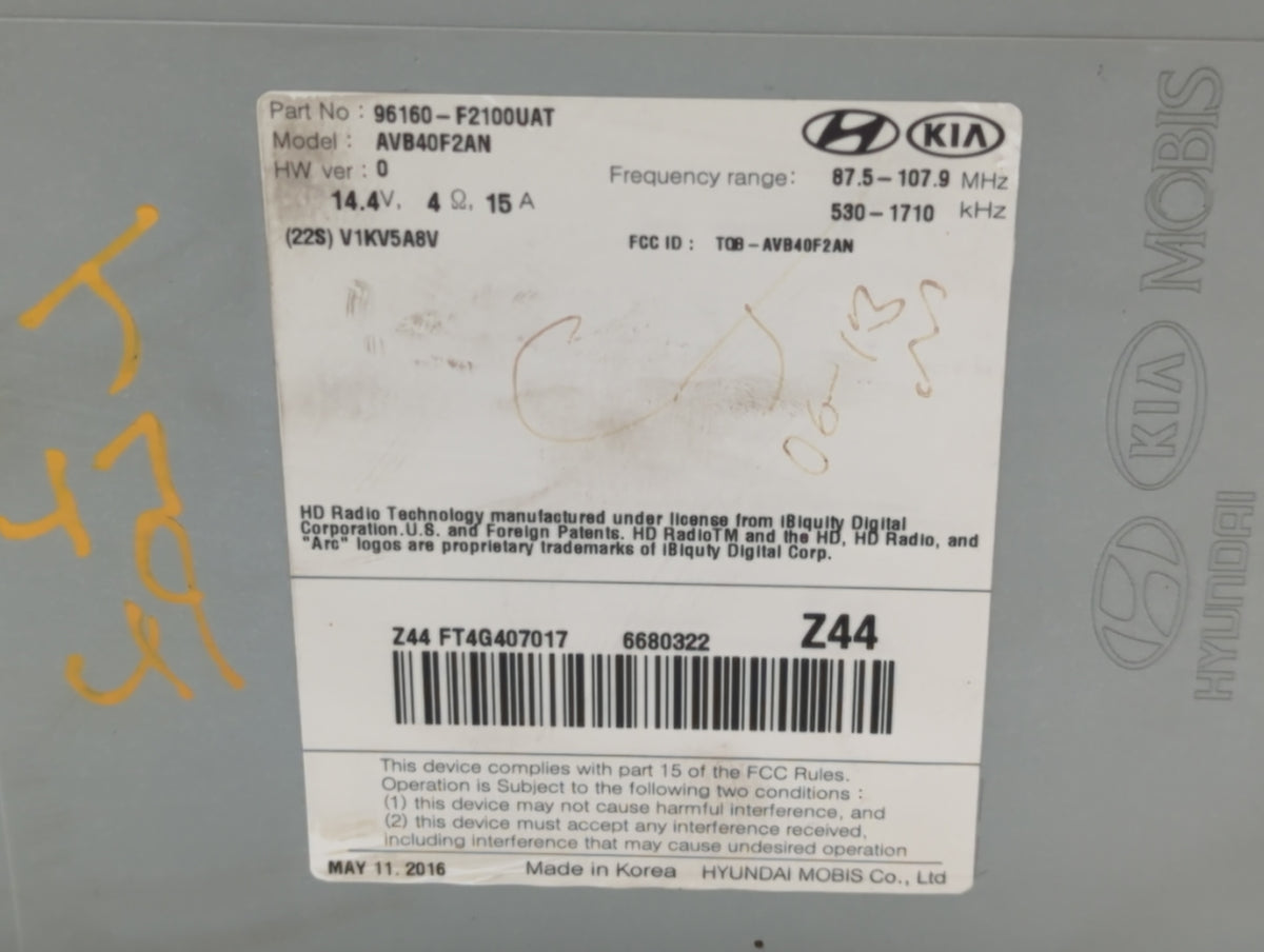 2017-2018 Hyundai Elantra Am Fm Cd Player Radio Receiver 515464 - Oemusedautoparts1.com