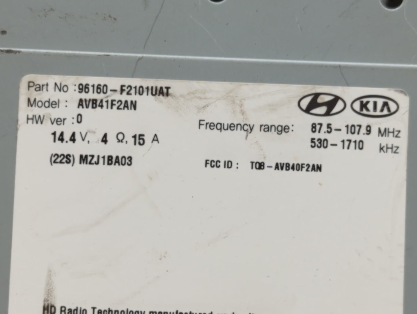 2017-2018 Hyundai Elantra Radio AM FM Cd Player Receiver Replacement P/N:96160-F2101UAT Fits Fits 2017 2018 OEM Used Auto Pa