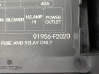 2017 Hyundai Elantra Fusebox Fuse Box Panel Relay Module P/N:91956-F2020 Fits OEM Used Auto Parts - Oemusedautoparts1.com