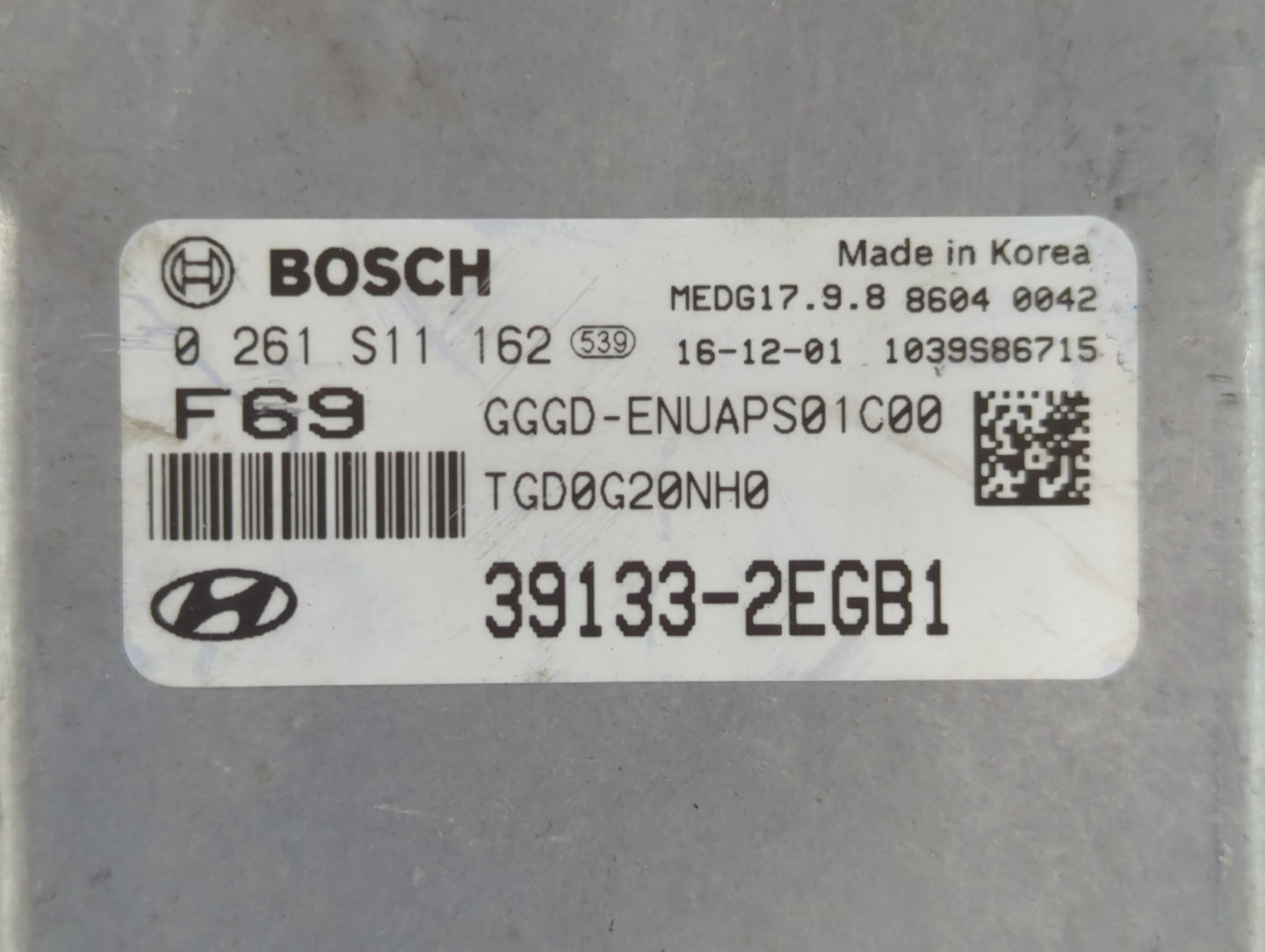 2016-2017 Hyundai Elantra PCM Engine Control Computer ECU ECM PCU OEM P/N:39133-2EGB1 Fits Fits 2016 2017 OEM Used Auto Part