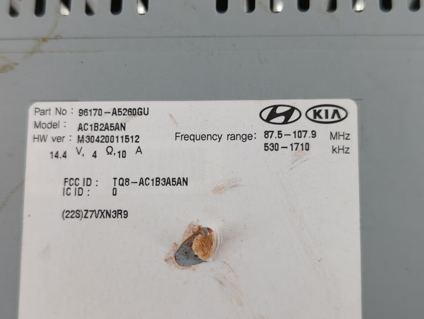 2016-2017 Hyundai Elantra Radio AM FM Cd Player Receiver Replacement P/N:96170-A5260GU Fits Fits 2016 2017 OEM Used Auto Par