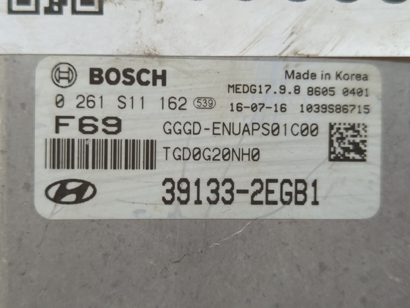 2016-2017 Hyundai Elantra Gt PCM Engine Control Computer ECU ECM PCU OEM P/N:39133-2EGB1 Fits Fits 2016 2017 OEM Used Auto P