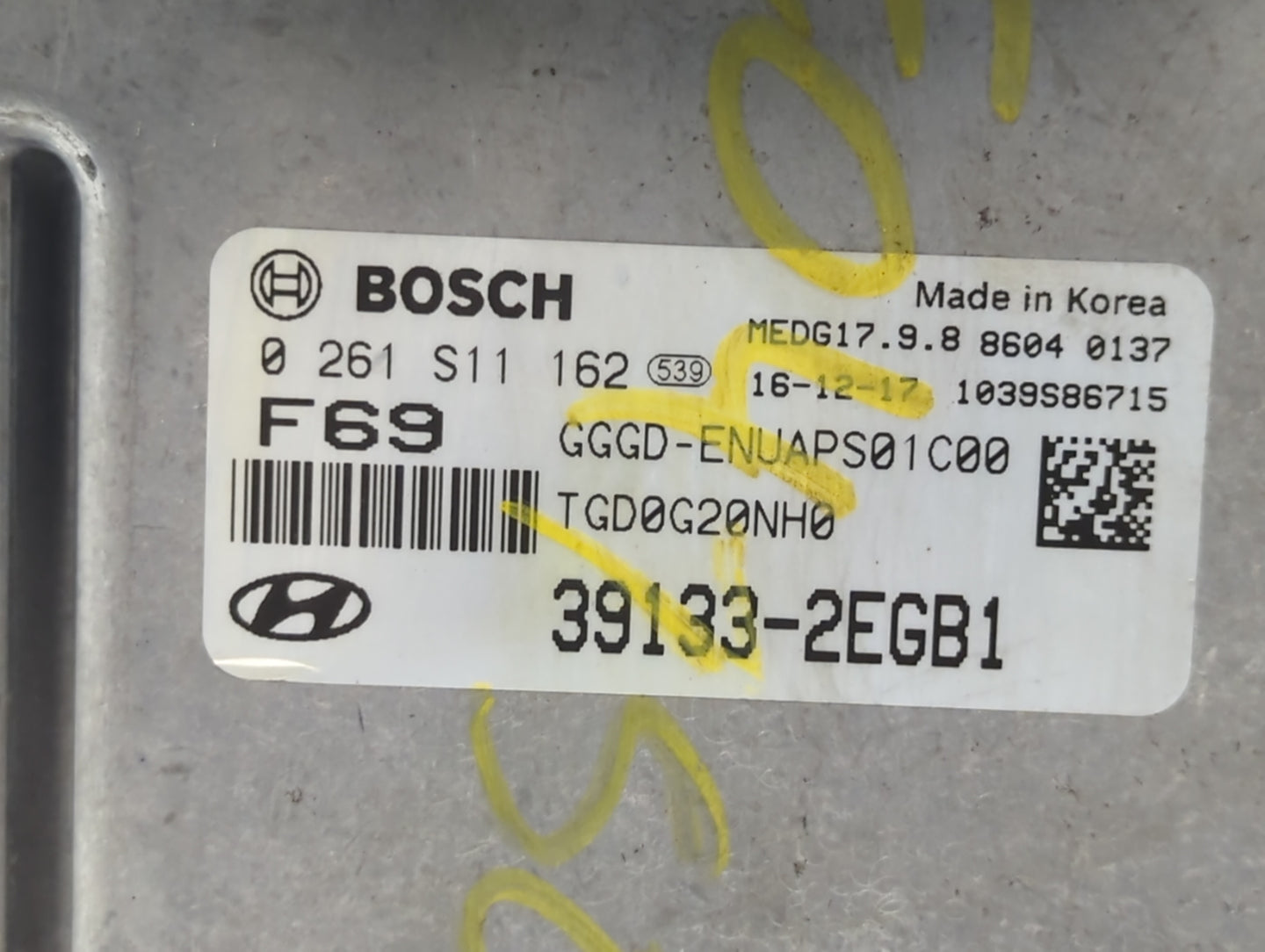 2016-2017 Hyundai Elantra Gt PCM Engine Control Computer ECU ECM PCU OEM P/N:39133-2EGB1 Fits Fits 2016 2017 OEM Used Auto P