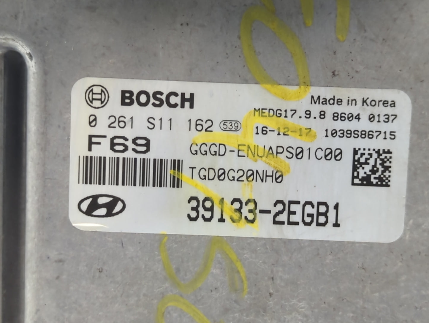 2016-2017 Hyundai Elantra Gt PCM Engine Control Computer ECU ECM PCU OEM P/N:39133-2EGB1 Fits Fits 2016 2017 OEM Used Auto P