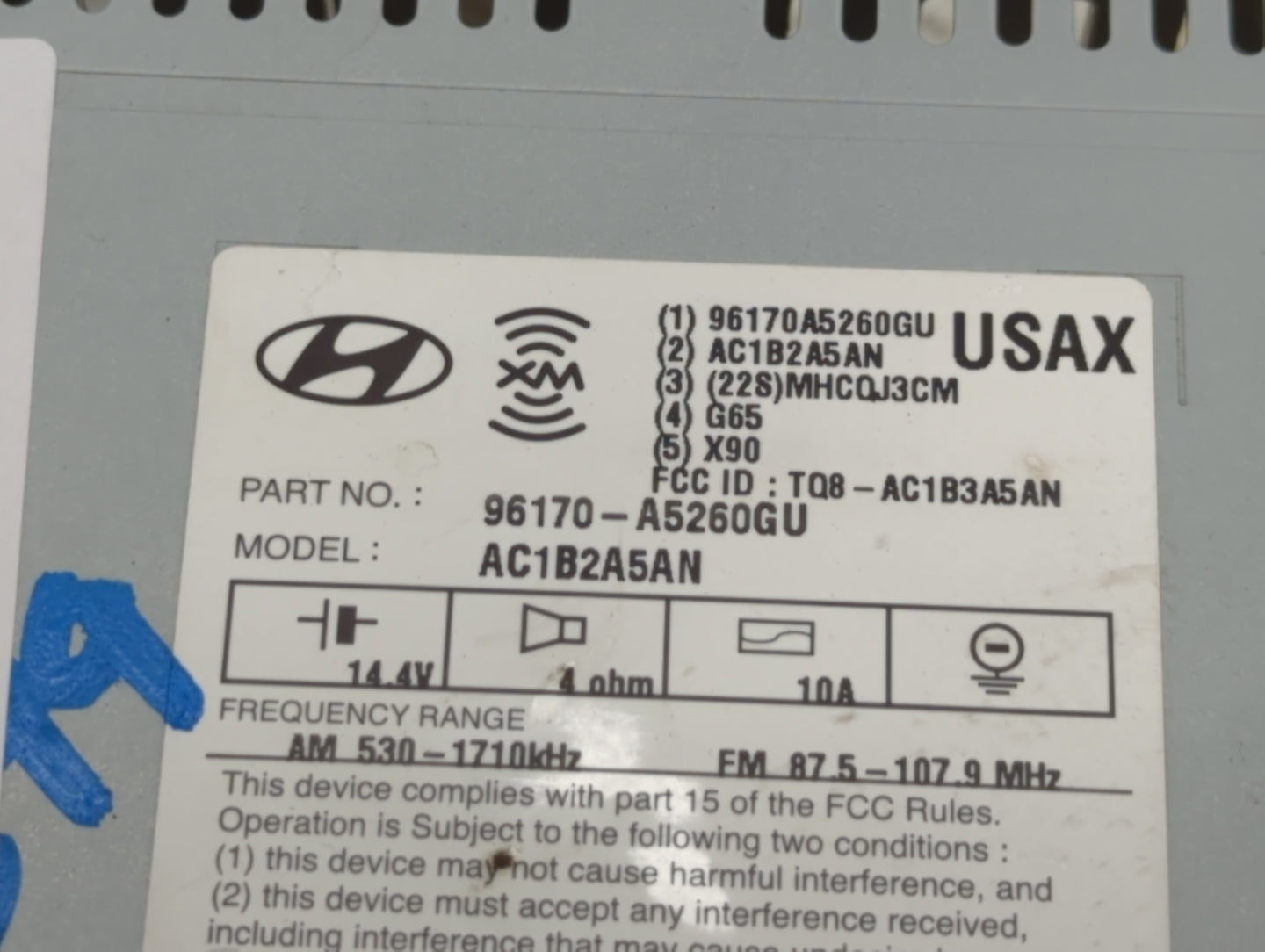2016-2017 Hyundai Elantra Gt Radio AM FM Cd Player Receiver Replacement P/N:96170-A5260GU Fits Fits 2016 2017 OEM Used Auto 
